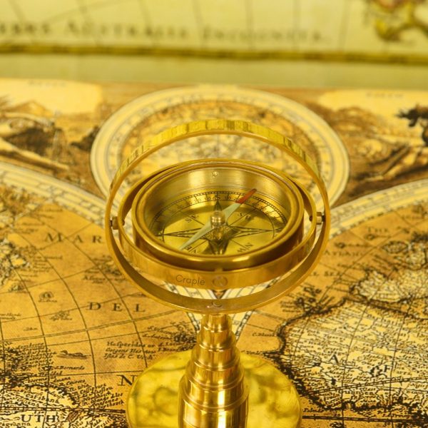 Antique Brass Gimbal Compass - Image 2
