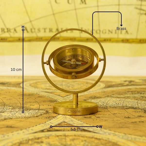 Antique Brass Gimbal Compass - Image 5