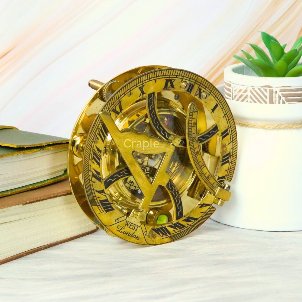 Brass Compass Pocket Sundial Compass For Navigation Outdoor Activities