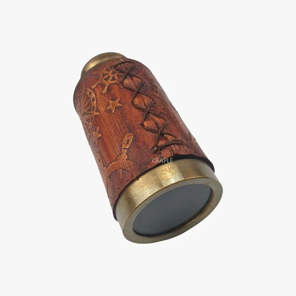 Antique Navy Brass Telescope with Brown Leather Wrap