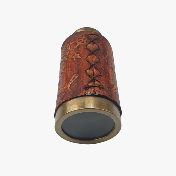Antique Navy Brass Telescope with Brown Leather Wrap