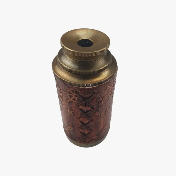 Antique Navy Brass Telescope with Brown Leather Wrap