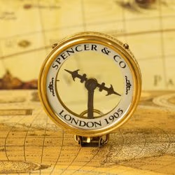 Magnifying Map Reader Spencer Compass |Shiny Brass, Needle Stop | Collector's Gift & Wooden Box - Image 2