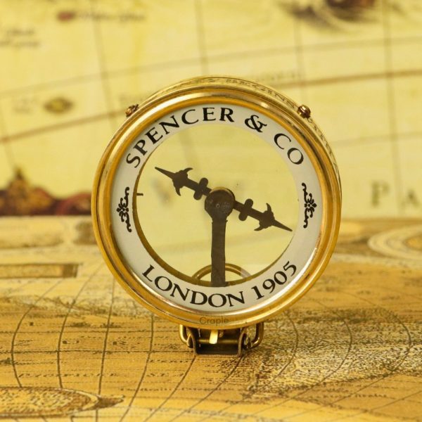 Magnifying Map Reader Spencer Compass |Shiny Brass, Needle Stop | Collector's Gift & Wooden Box - Image 2