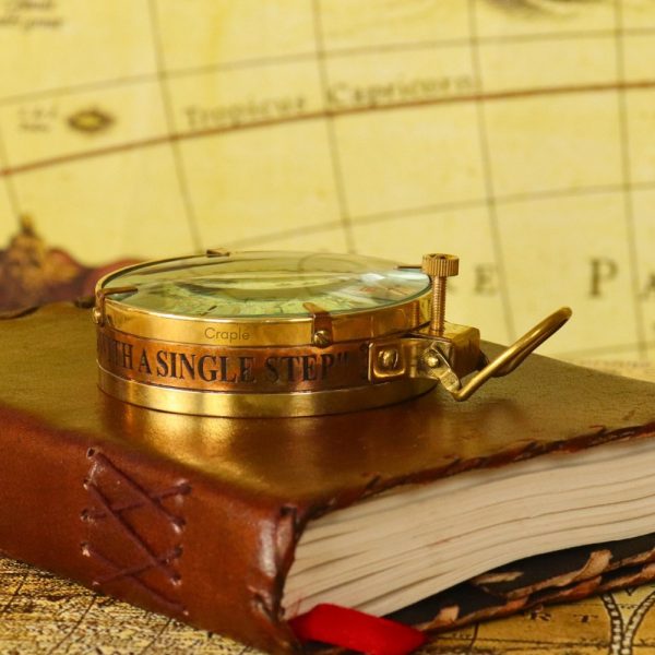 Magnifying Map Reader Spencer Compass |Shiny Brass, Needle Stop | Collector's Gift & Wooden Box - Image 3
