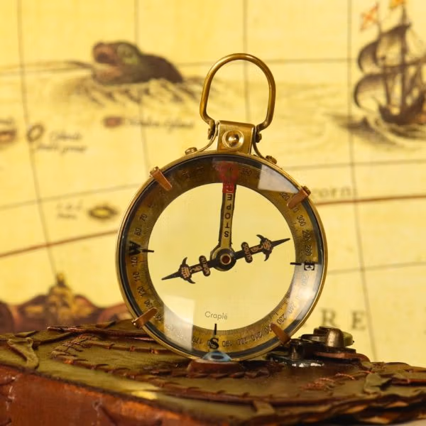 Magnifying Map Reader Spencer Compass |Shiny Brass, Needle Stop | Collector's Gift & Wooden Box - Image 4