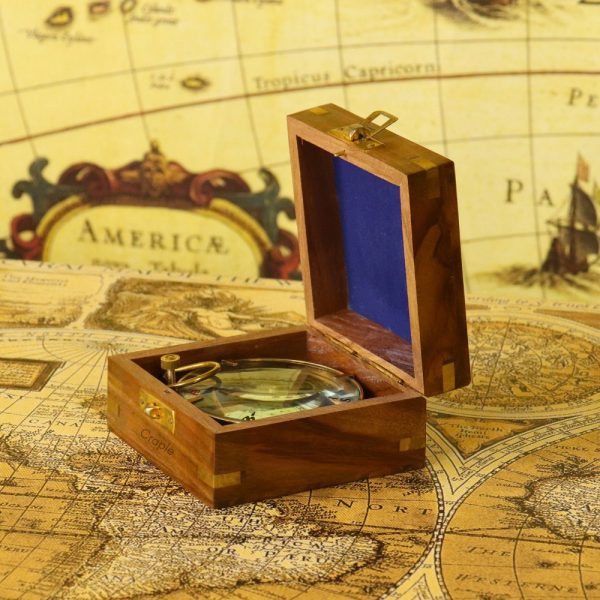 Magnifying Map Reader Spencer Compass |Shiny Brass, Needle Stop | Collector's Gift & Wooden Box - Image 5