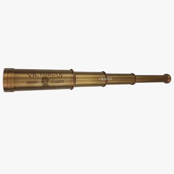12" Victorian Marine 1915 Telescope | Antique Brass, Extendable 4-Pipe | Nautical Decor & Collectible Gift - Image 4