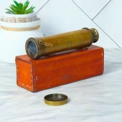12" Handcrafted Victorian Telescope | Antique Brass, Extendable 3-Pipe, Achromatic Lens | Nautical Collectible & Decor Gift - Image 3