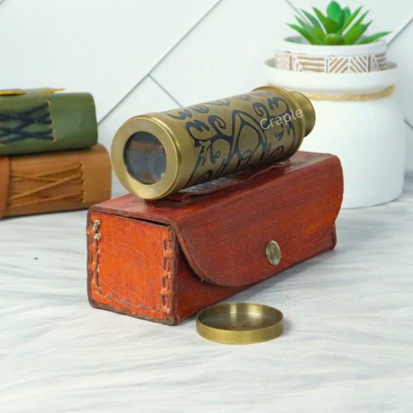15" Embossed J. Scott London Telescope | Antique Brass, 4-Pipe Extendable, Achromatic Lens | Nautical Decor & Collectible Gift - Image 3