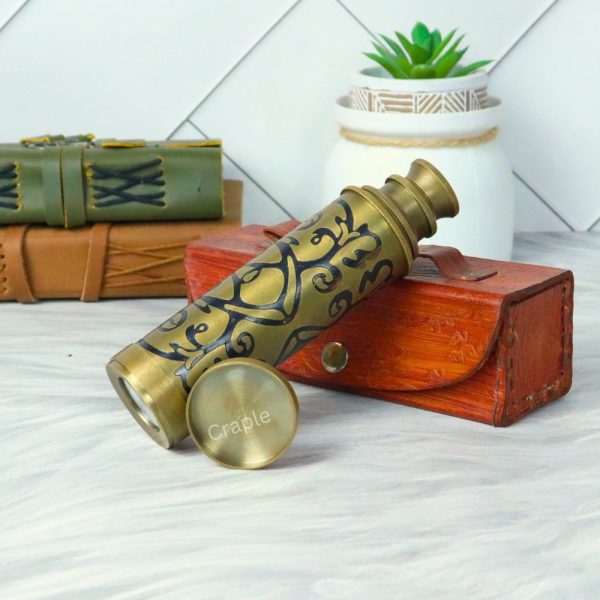 15" Embossed J. Scott London Telescope | Antique Brass, 4-Pipe Extendable, Achromatic Lens | Nautical Decor & Collectible Gift - Image 2