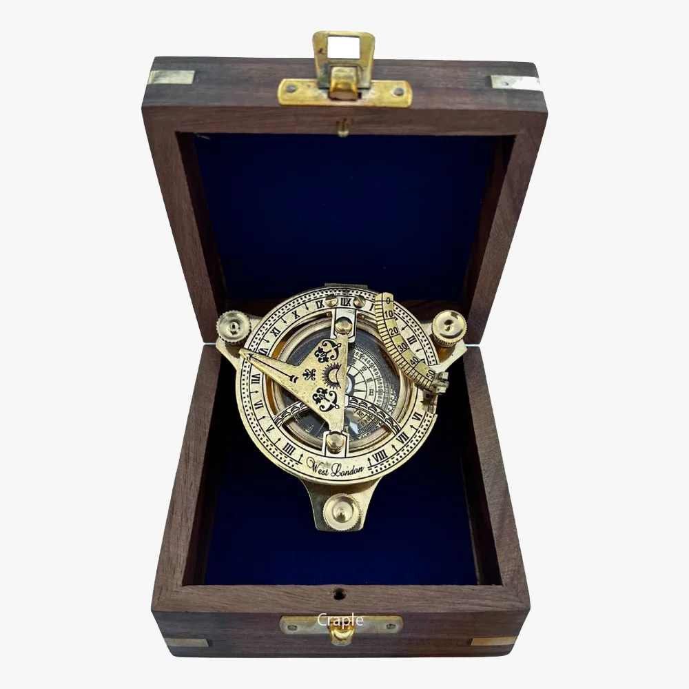Handmade West London Sundial Compass with Rosewood Box