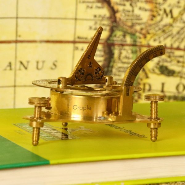 West London Shiny Brass Sundial Compass | Adjustable Leg, Needle Stop | Desktop Navigator & Scientific Decor - Image 4