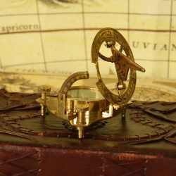 West London Shiny Brass Sundial Compass | Adjustable Leg, Needle Stop | Desktop Navigator & Scientific Decor - Image 3