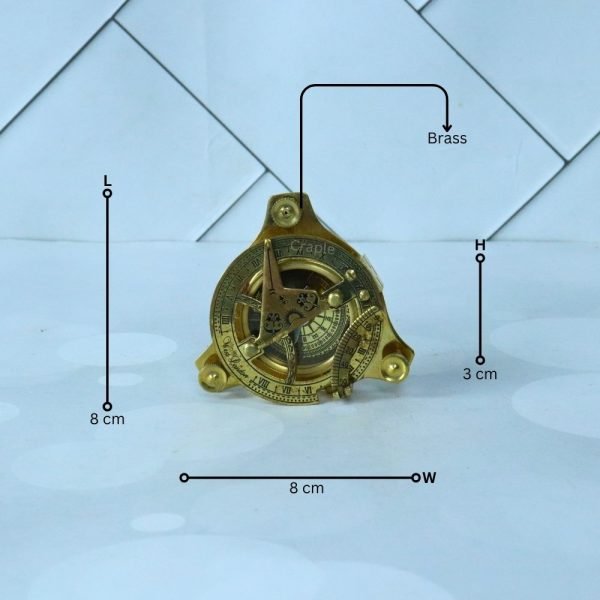West London Shiny Brass Sundial Compass | Adjustable Leg, Needle Stop | Desktop Navigator & Scientific Decor - Image 7