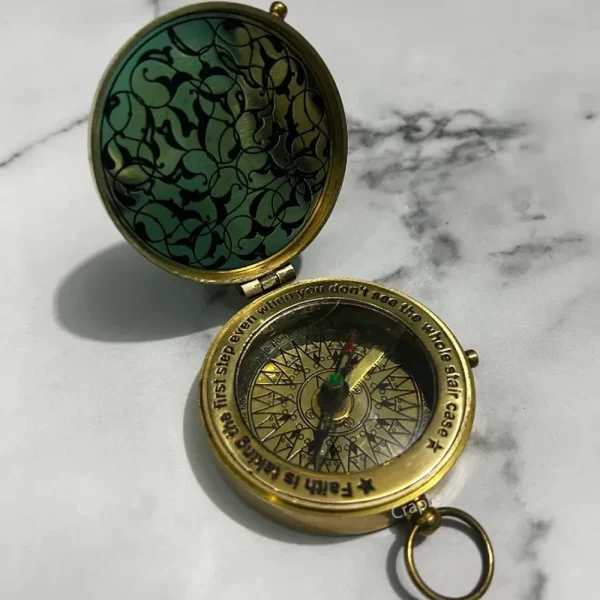 Golden Brass Personalized Antique Compass - Image 1