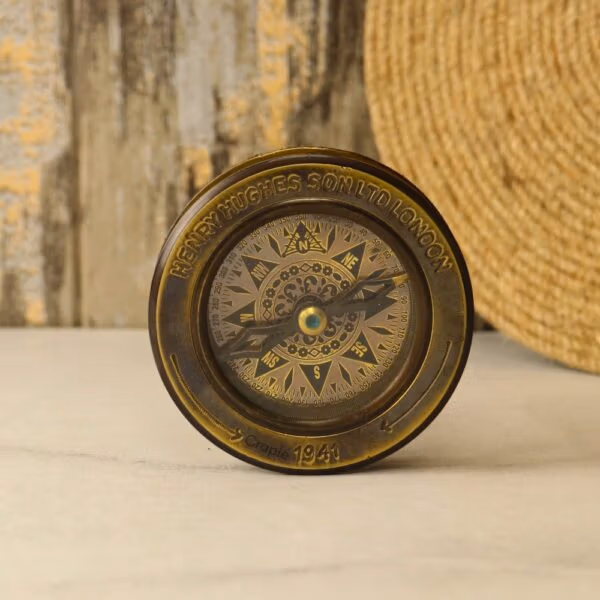 Henry Hughes Antique Brass Desk Reading Compass
