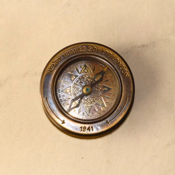 Sliding Magnifier Desk Compass | Antique Brass, Henry Hughes Son Style | Handcrafted Reading & Navigational Aid - Image 7