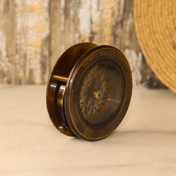 Sliding Magnifier Desk Compass | Antique Brass, Henry Hughes Son Style | Handcrafted Reading & Navigational Aid - Image 6
