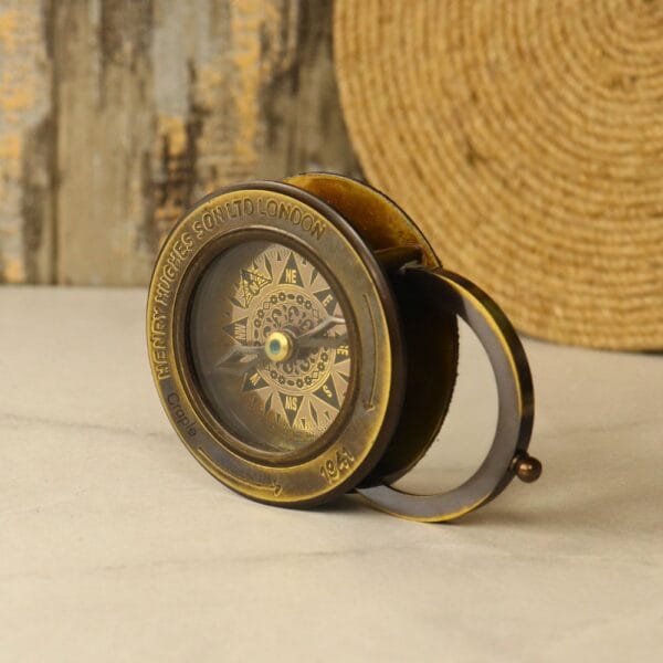 Sliding Magnifier Desk Compass | Antique Brass, Henry Hughes Son Style | Handcrafted Reading & Navigational Aid - Image 2