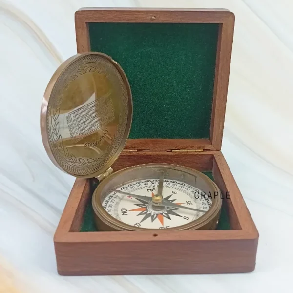 Antique Brass Handcrafted Magnetic Compass - Image 1