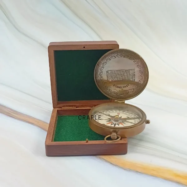 Antique Brass Handcrafted Magnetic Compass - Image 4