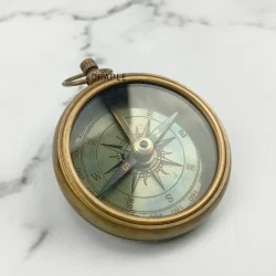 Open Face Antique Brass Pocket Compass | Handcrafted Precision Navigation | Vintage Style Explorer's Keepsake & Gift