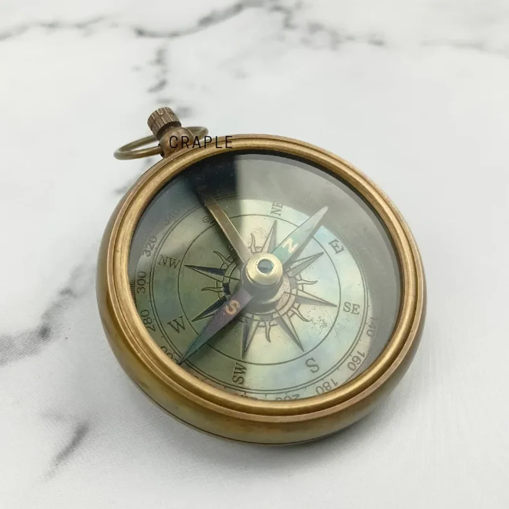 Nautical Vintage Antique Rare Brass Compass - Brown