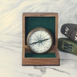 Antique Brass Compass with 40-Year Calendar | Wooden Box, Handcrafted | Collector's & Executive Gift - Image 4