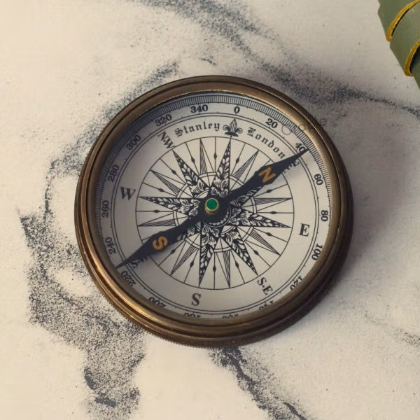 Antique Brass Compass with 40-Year Calendar | Wooden Box, Handcrafted | Collector's & Executive Gift - Image 7