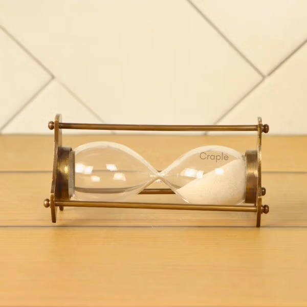 Triangular Plate 1-Minute Sand Timer | Antique Brass, White Sand, Vintage Style | Desk Focus Aid & Unique Gift - Image 5