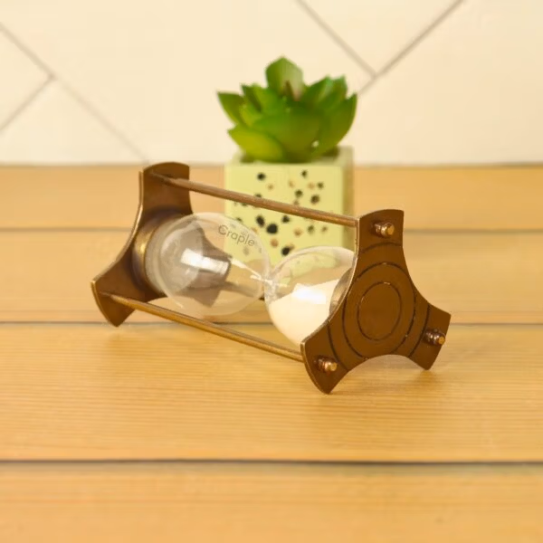 Triangular Plate 1-Minute Sand Timer | Antique Brass, White Sand, Vintage Style | Desk Focus Aid & Unique Gift - Image 4