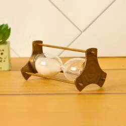 Triangular Plate 1-Minute Sand Timer | Antique Brass, White Sand, Vintage Style | Desk Focus Aid & Unique Gift - Image 2