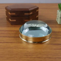 Spinning Dial Shiny Brass Compass Paperweight | Magnifying Dome Glass, Vintage Style | Handcrafted Desk Decor & Executive Gift - Image 5
