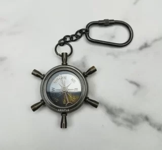 Shipwheel Compass Keychain