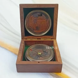 Handcrafted Antique Brass HMS Endeavour Compass | Dual Engraved Lid, Precision Navigation | Maritime Collector's Piece - Image 3