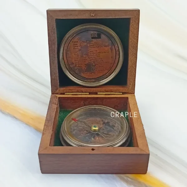 Handcrafted Antique Brass HMS Endeavour Compass | Dual Engraved Lid, Precision Navigation | Maritime Collector's Piece - Image 3