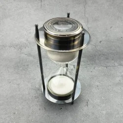 Dual Compass 5-Minute Sand Timer | Black Antique Brass, Engraved Lid, White Sand | Nautical Decor & Unique Gift - Image 4