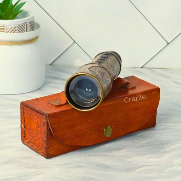 16.3" Embossed Leather Dollond London Telescope | Black Antique Brass, 4-Pipe Extendable | Nautical Collectible & Decor Gift - Image 7