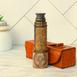 16.3" Embossed Leather Dollond London Telescope | Black Antique Brass, 4-Pipe Extendable | Nautical Collectible & Decor Gift - Image 2