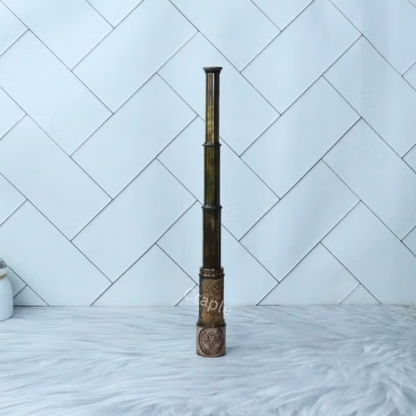 16.3" Embossed Leather Dollond London Telescope | Black Antique Brass, 4-Pipe Extendable | Nautical Collectible & Decor Gift - Image 5