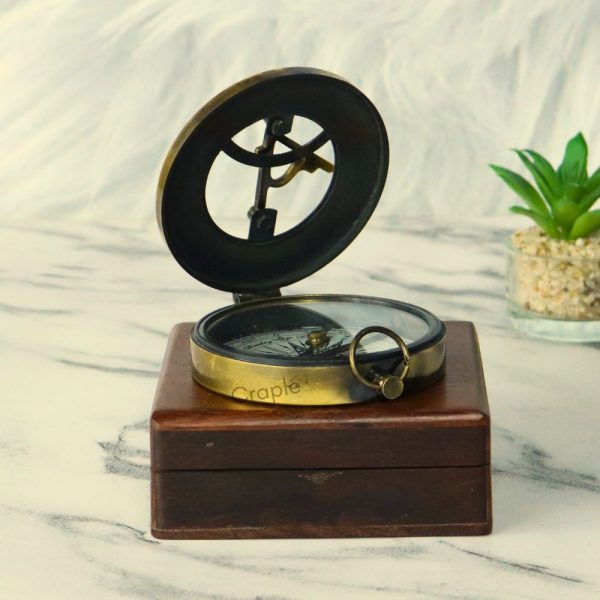 West London Black Antique Sundial Compass | Sliding Needle Stop, Handcrafted, Chain Included | Pocket Navigational Instrument - Image 6