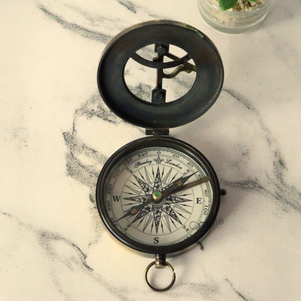 West London Black Antique Sundial Compass | Sliding Needle Stop, Handcrafted, Chain Included | Pocket Navigational Instrument - Image 7