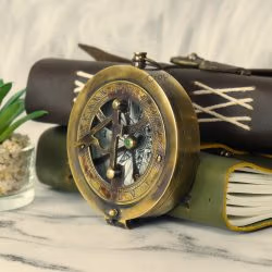 West London Black Antique Sundial Compass | Sliding Needle Stop, Handcrafted, Chain Included | Pocket Navigational Instrument - Image 8