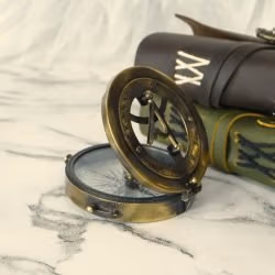 West London Black Antique Sundial Compass | Sliding Needle Stop, Handcrafted, Chain Included | Pocket Navigational Instrument - Image 5