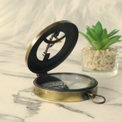 West London Black Antique Sundial Compass | Sliding Needle Stop, Handcrafted, Chain Included | Pocket Navigational Instrument - Image 3