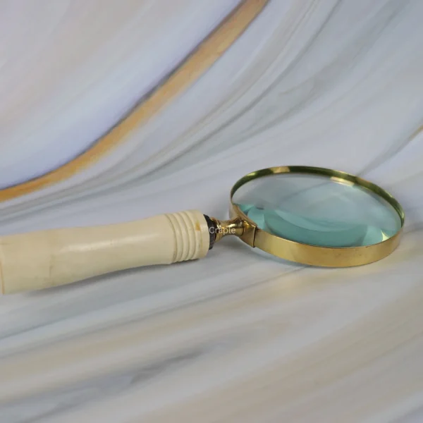 Shiny Brass Bone-Style Grip Magnifier | Handheld, Clear Lens | Reading Aid & Decorative Desk Accessory - Image 4