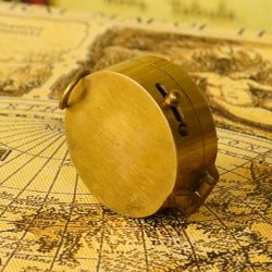 Shiny Brass Pocket Compass with Mirror | Handcrafted Precision, Sliding Needle Stop, Chain Included | Multi-Functional Navigational Gift - Image 7