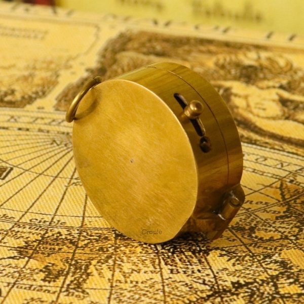 Shiny Brass Pocket Compass with Mirror | Handcrafted Precision, Sliding Needle Stop, Chain Included | Multi-Functional Navigational Gift - Image 7