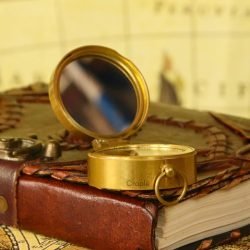 Shiny Brass Pocket Compass with Mirror | Handcrafted Precision, Sliding Needle Stop, Chain Included | Multi-Functional Navigational Gift - Image 6